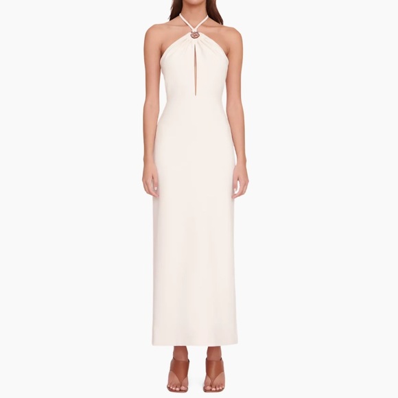 New Staud Abigail Halter Dress in Ecru Size 6 - Picture 2 of 7